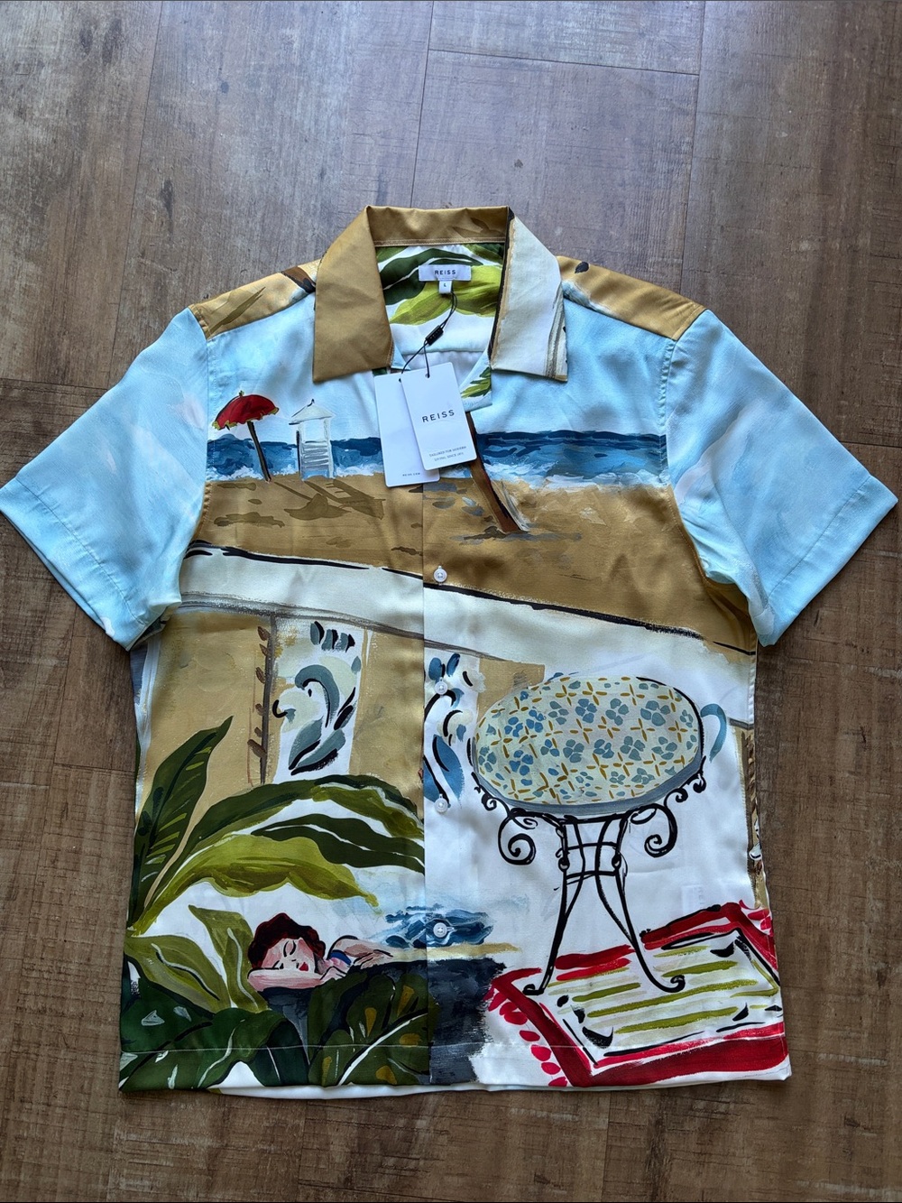 REISS Tomei Hawaiian-print Cuban woven shirt - Picture 3 of 7